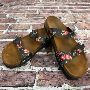 Birki's Women's Floral Print Two Strap Cork Footbed Sandals US Size 9/9.5 EU 40